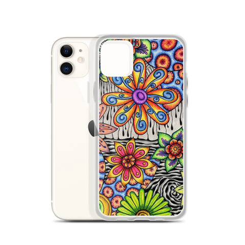 Flowers Over Dark Clear Case for iPhone® - Martin K Designs