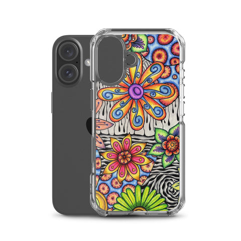 Flowers Over Dark Clear Case for iPhone® - Martin K Designs
