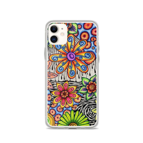 Flowers Over Dark Clear Case for iPhone® - Martin K Designs