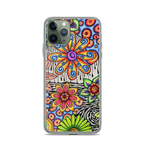 Flowers Over Dark Clear Case for iPhone® - Martin K Designs
