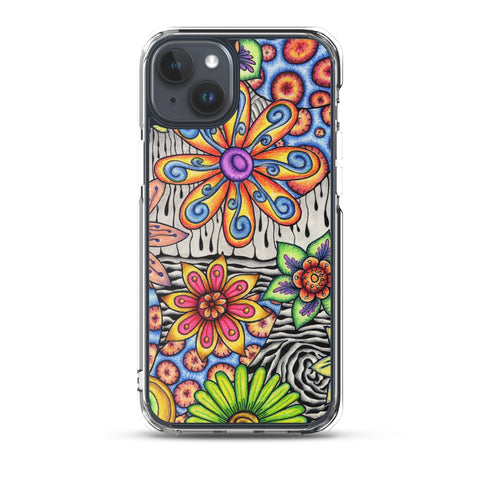 Flowers Over Dark Clear Case for iPhone® - Martin K Designs
