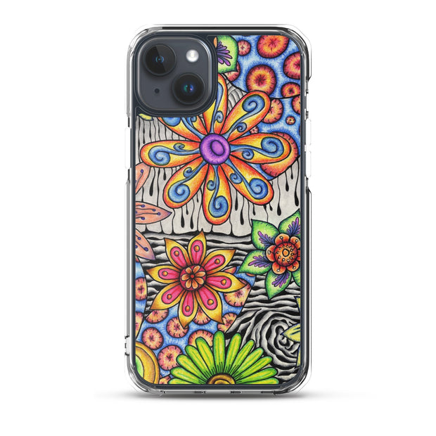 Flowers Over Dark Clear Case for iPhone® - Martin K Designs