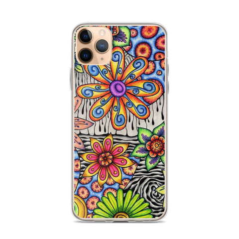 Flowers Over Dark Clear Case for iPhone® - Martin K Designs