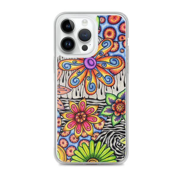 Flowers Over Dark Clear Case for iPhone® - Martin K Designs