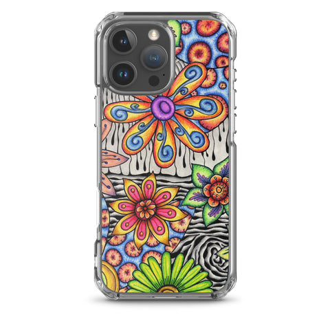 Flowers Over Dark Clear Case for iPhone® - Martin K Designs