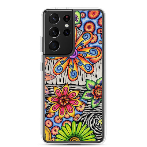 Flowers Over Dark Clear Case for Samsung® - Martin K Designs