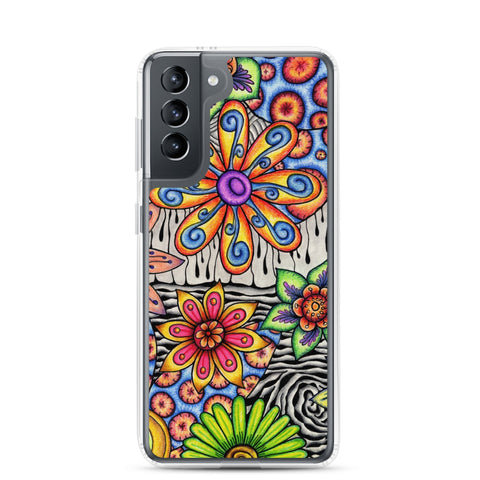 Flowers Over Dark Clear Case for Samsung® - Martin K Designs