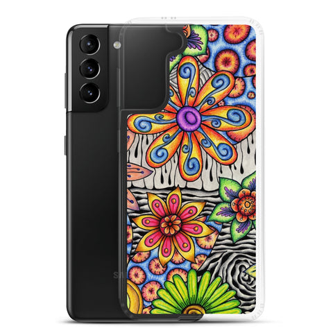 Flowers Over Dark Clear Case for Samsung® - Martin K Designs