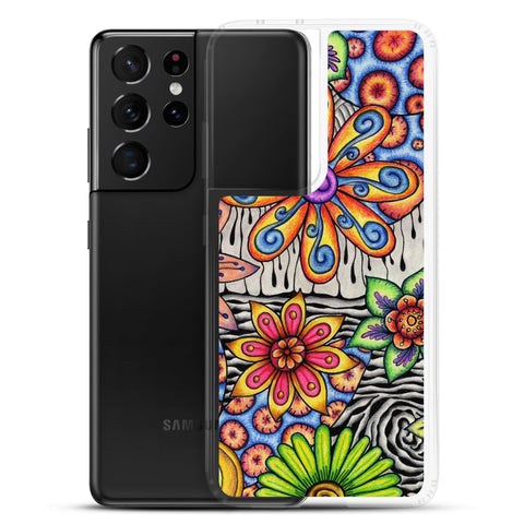 Flowers Over Dark Clear Case for Samsung® - Martin K Designs