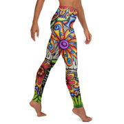 Flowers Over Dark High Rise Yoga Leggings with Inside Pocket - Martin K Designs