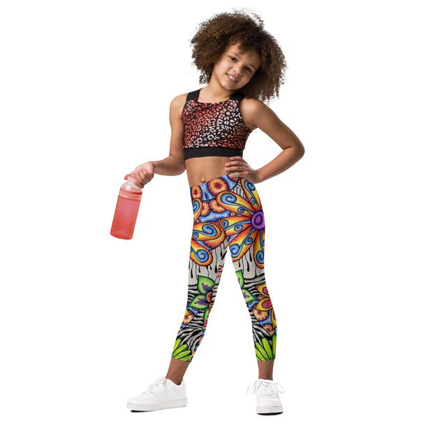 Flowers Over Dark Kid's Leggings - Martin K Designs