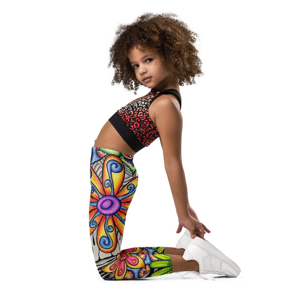 Flowers Over Dark Kid's Leggings - Martin K Designs