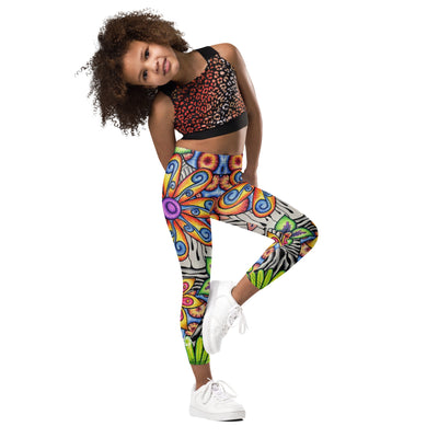 Flowers Over Dark Kid's Leggings - Martin K Designs