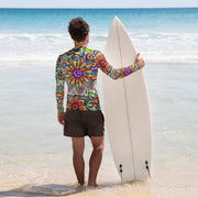 Flowers Over Dark Men's Rash Guard - Martin K Designs