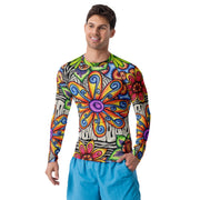 Flowers Over Dark Men's Rash Guard - Martin K Designs