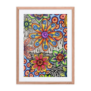 Flowers Over Dark Poster framed print with mat - Martin K Designs
