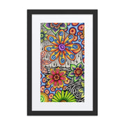 Flowers Over Dark Poster framed print with mat - Martin K Designs