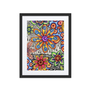 Flowers Over Dark Poster framed print with mat - Martin K Designs