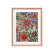 Flowers Over Dark Poster framed print with mat - Martin K Designs