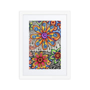 Flowers Over Dark Poster framed print with mat - Martin K Designs