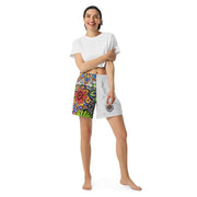 Flowers Over Dark Unisex Athletic Long Shorts - Martin K Designs