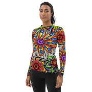 Flowers Over Dark Women's Rash Guard - Martin K Designs