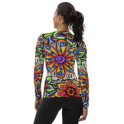 Flowers Over Dark Women's Rash Guard - Martin K Designs
