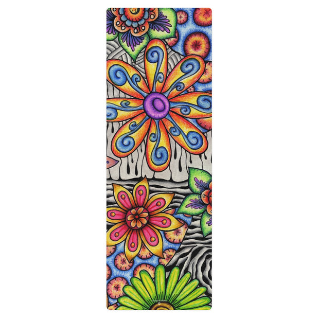 Flowers Over Dark Yoga mat - Martin K Designs