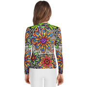 Flowers Over Dark Youth Rash Guard - Martin K Designs