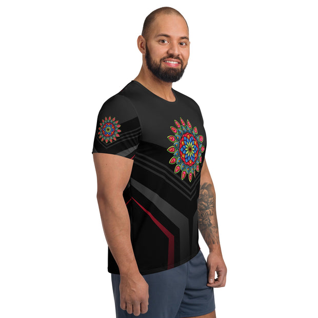 Heart Mandala Men's Athletic T-shirt - Martin K Designs
