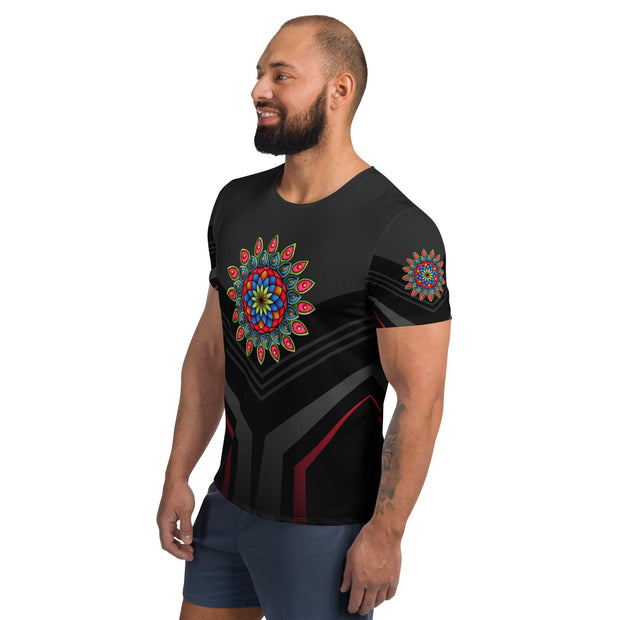 Heart Mandala Men's Athletic T-shirt - Martin K Designs