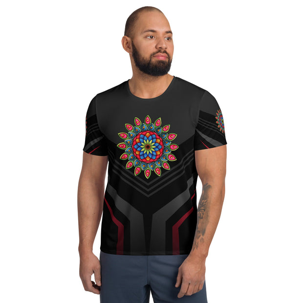 Heart Mandala Men's Athletic T-shirt - Martin K Designs
