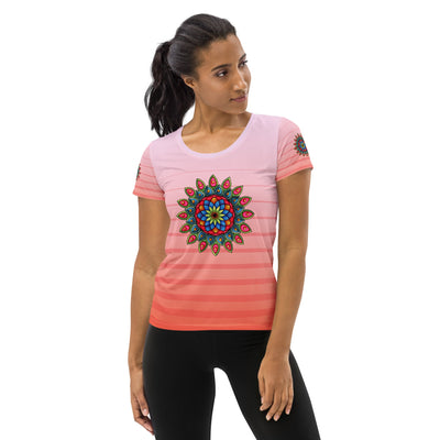 Heart Mandala Pink Women's Athletic T-shirt - Martin K Designs