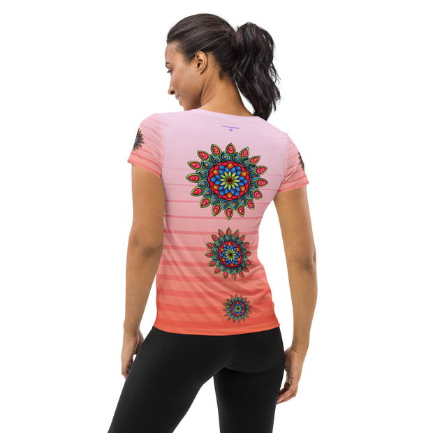 Heart Mandala Pink Women's Athletic T-shirt - Martin K Designs