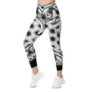 Mandala 12 Black Capri High Rise Leggings with pockets - Martin K Designs