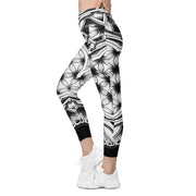 Mandala 12 Black Capri High Rise Leggings with pockets - Martin K Designs