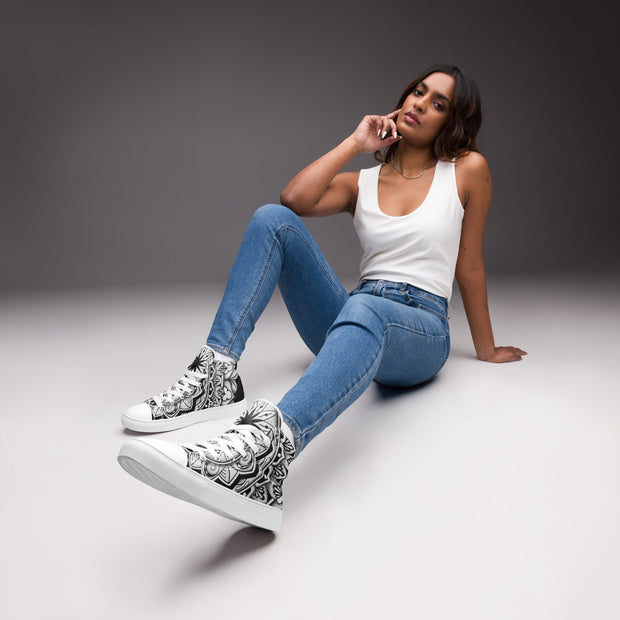Mandala 2 Women’s high top canvas shoes - Martin K Designs