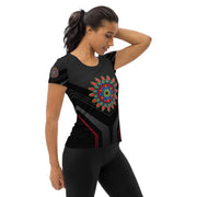 Mandala 21 Black Women's Athletic T-shirt - Martin K Designs