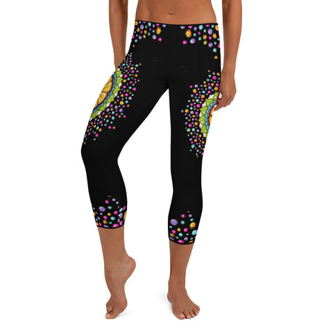 Mandala 24 Mid Rise Capri Leggings - Martin K Designs