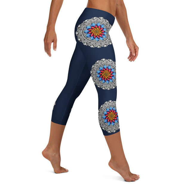 Mandala 25 Mid Rise Capri Leggings - Martin K Designs