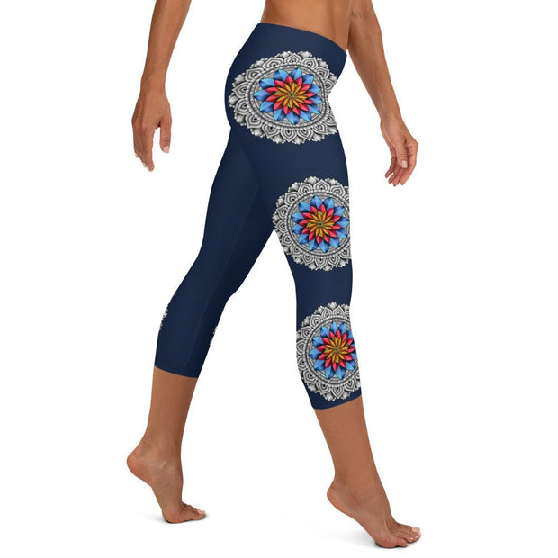 Mandala 25 Mid Rise Capri Leggings - Martin K Designs