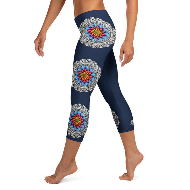 Mandala 25 Mid Rise Capri Leggings - Martin K Designs