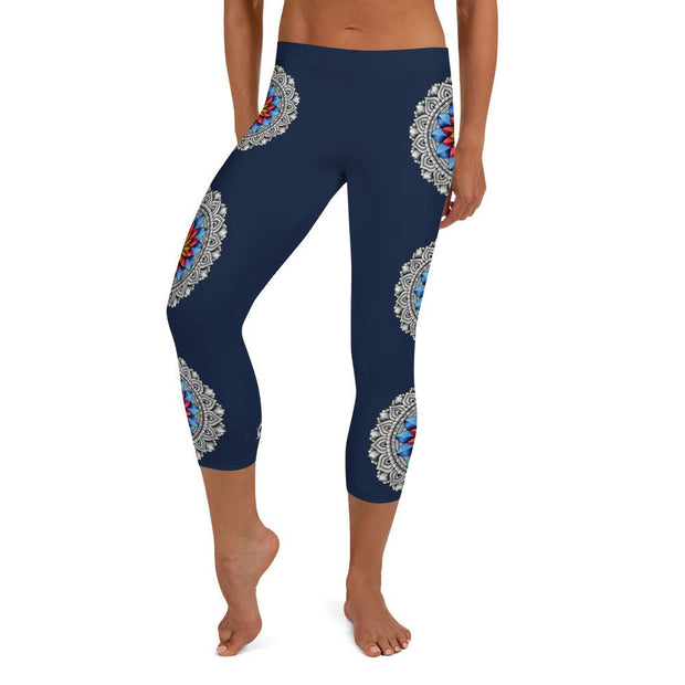 Mandala 25 Mid Rise Capri Leggings - Martin K Designs