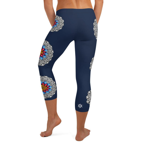 Mandala 25 Mid Rise Capri Leggings - Martin K Designs