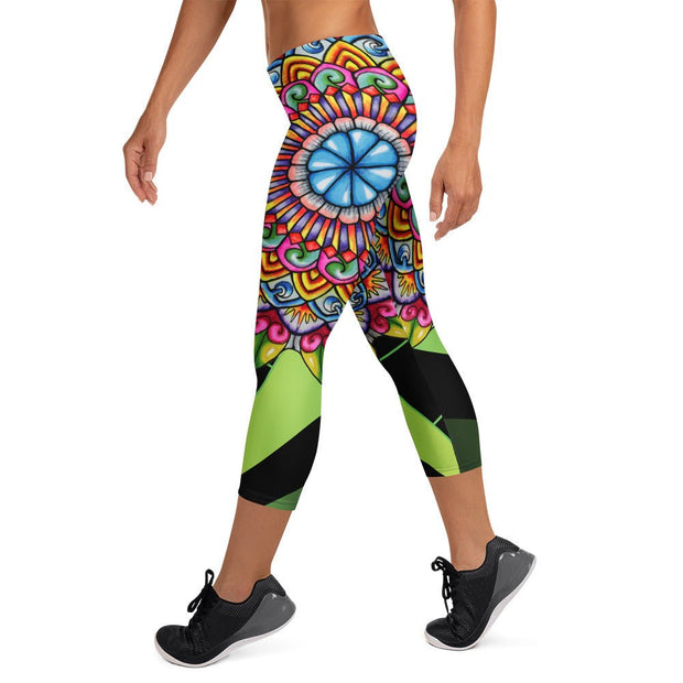 Mandala 32 Mid Rise Capri Leggings - Martin K Designs
