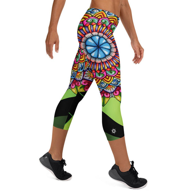 Mandala 32 Mid Rise Capri Leggings - Martin K Designs