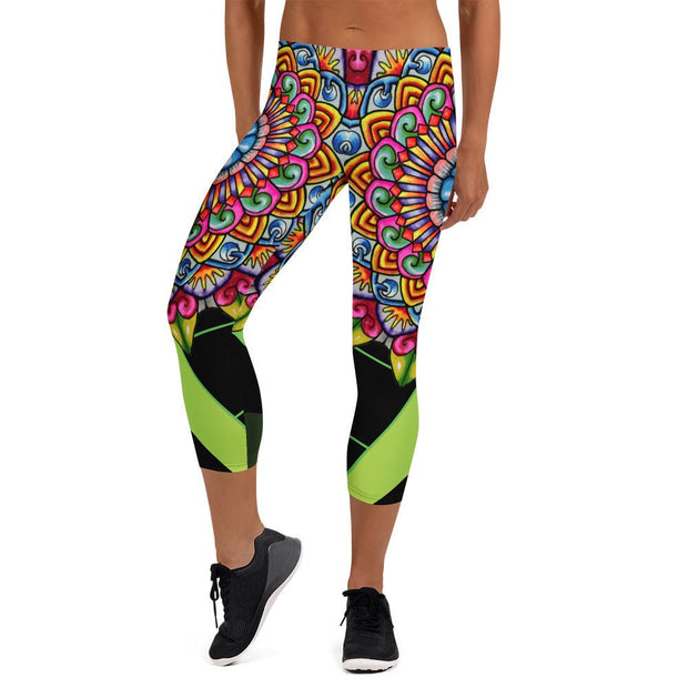 Mandala 32 Mid Rise Capri Leggings - Martin K Designs