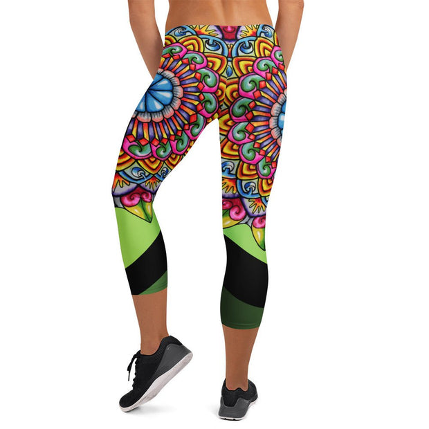 Mandala 32 Mid Rise Capri Leggings - Martin K Designs
