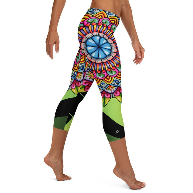 Mandala 32 Mid Rise Capri Leggings - Martin K Designs