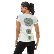 Mandala 37 White Women's Athletic T-shirt - Martin K Designs